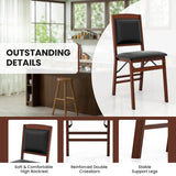 Set of 2 Folding Dining Chairs with Padded Seat and High Backrest-Brown