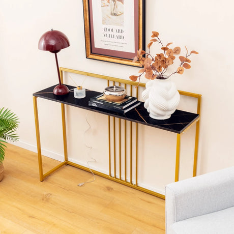 120cm Long Entryway Table with Baffle-Black