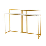 Modern Minimalist Console Table with Faux Marble Tabletop