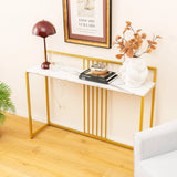 Modern Minimalist Console Table with Faux Marble Tabletop