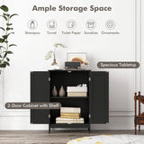 Double Door Bathroom Floor Cabinet with Shelf-Black