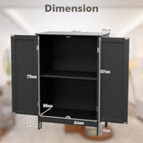 Double Door Bathroom Floor Cabinet with Shelf-Black