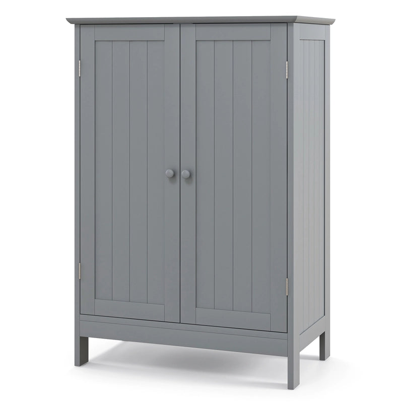 Double Door Bathroom Floor Cabinet with Shelf-Grey