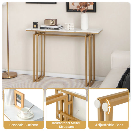 43.5 Inch Console Table with Heavy-duty Metal Frame-Golden
