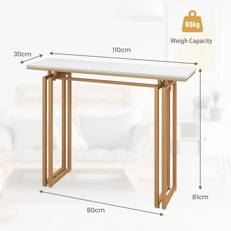 43.5 Inch Console Table with Heavy-duty Metal Frame-Golden