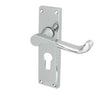 Victorian Scroll Door Handle on Euro Profile Lockplate Polished Chrome