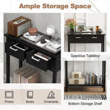 Modern Console Table 2 Drawer with Shelf-Black
