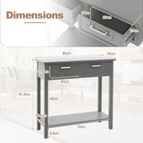 Modern Console Table 2 Drawer with Shelf-Grey