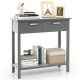 Modern Console Table 2 Drawer with Shelf-Grey