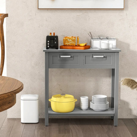 Modern Console Table 2 Drawer with Shelf-Grey