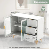 Modern Sideboard Buffet Cabinet with 2 Doors and 3 Drawers for Living Room Dining Room-White