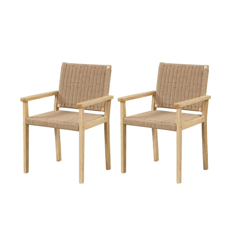 Indoor Outdoor Wood Chair Set of 2-Natural