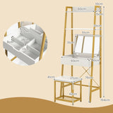 Ladder Vanity Desk Set with Flip Top Mirror and Cushioned Stool-Golden