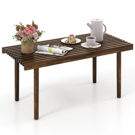 39 Inch Coffee Table with Slatted Tabletop for Living Room & Reception Room