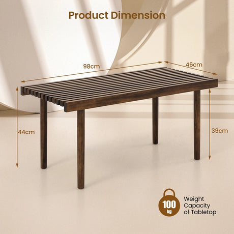 39 Inch Coffee Table with Slatted Tabletop for Living Room & Reception Room