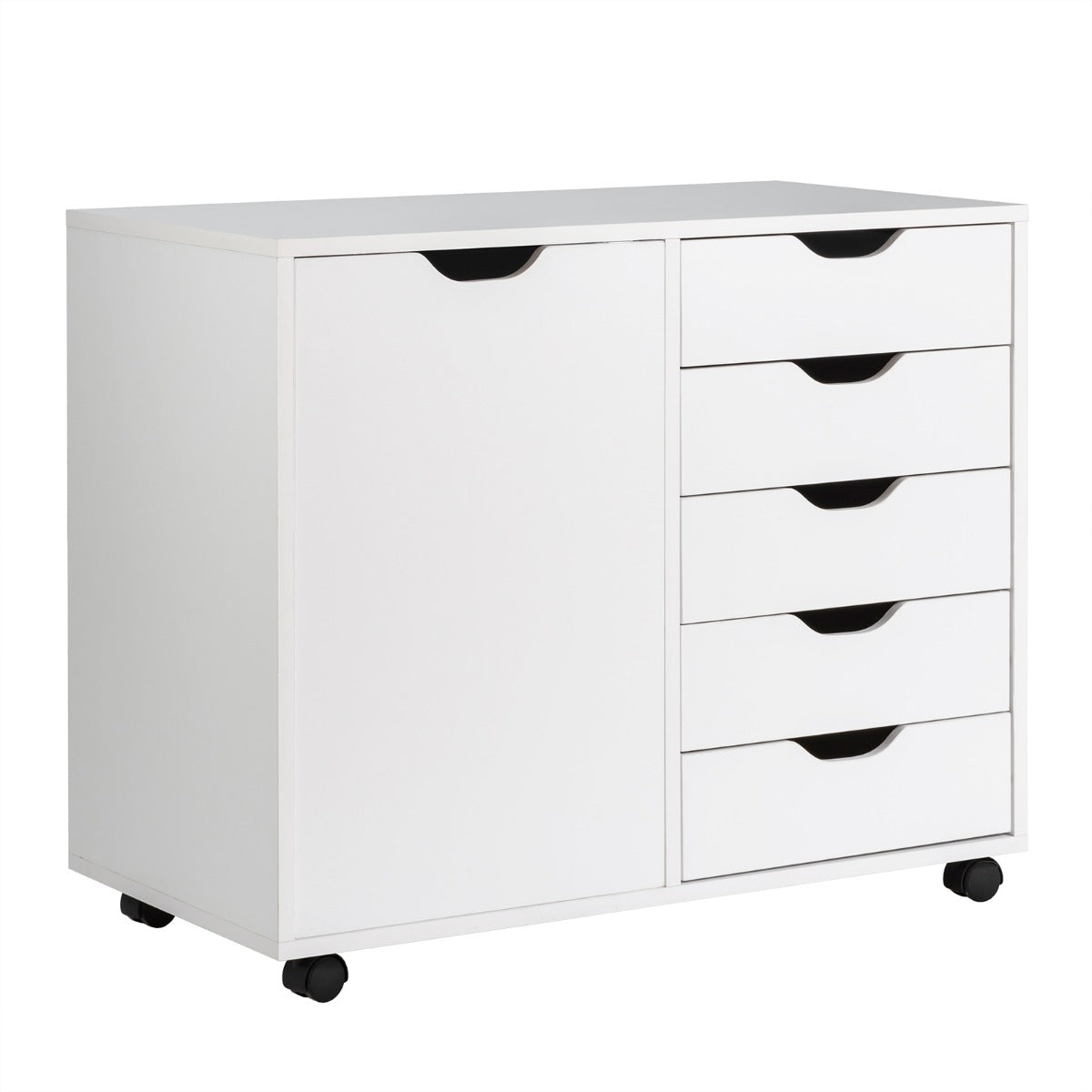 Mobile Storage Unit with 5 Drawers & Cupboard