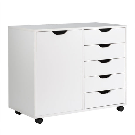 Mobile Storage Unit with 5 Drawers & Cupboard