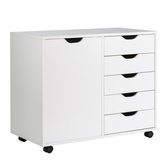 Mobile Storage Unit with 5 Drawers & Cupboard