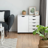 Mobile Storage Unit with 5 Drawers & Cupboard