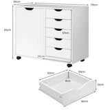 Mobile Storage Unit with 5 Drawers & Cupboard