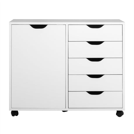 Mobile Storage Unit with 5 Drawers & Cupboard