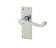 Victorian Scroll Door Handle on Short Latchset Plate Satin Chrome