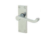 Victorian Scroll Door Handle on Short Latchset Plate Satin Chrome