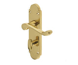Epsom Suite Door Handle on Bathroom Plate Polished Brass