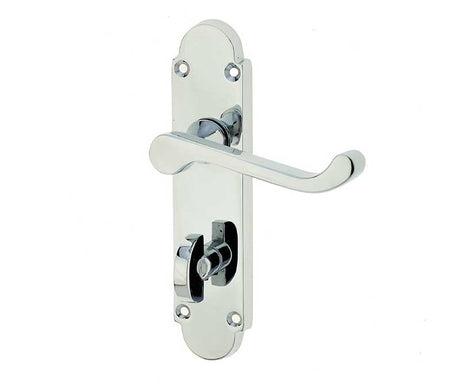 Epsom Suite Door Handle on Bathroom Plate Polished Chrome