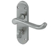 Epsom Suite Door Handle on Bathroom Plate Satin Chrome