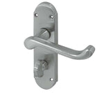 Epsom Suite Door Handle on Bathroom Plate Satin Chrome