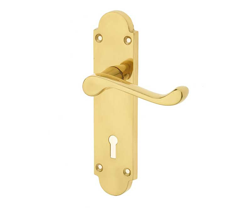 Epsom Suite Door Handle on Lockplate Polished Brass