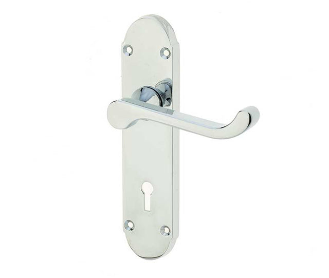 Epsom Suite Door Handle on Lockplate Polished Chrome