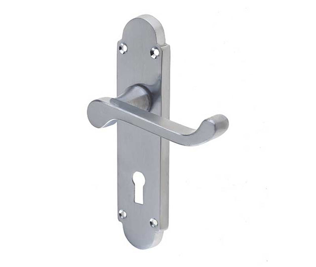 Epsom Suite Door Handle on Lockplate Satin Chrome
