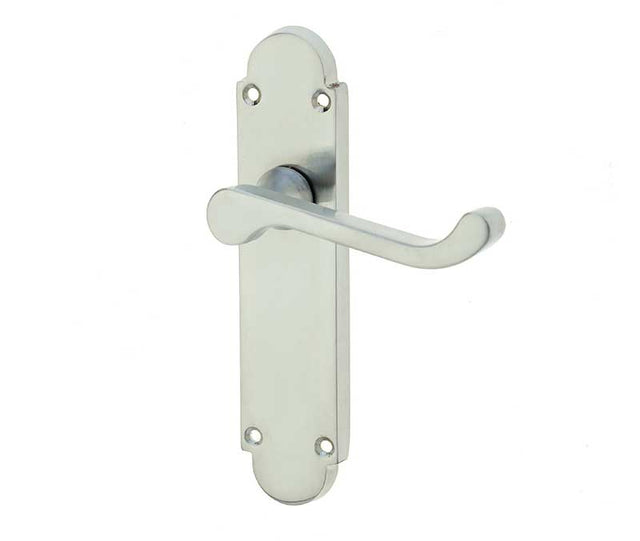 Epsom Suite Door Handle on Latchplate Satin Chrome