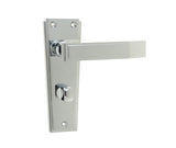 Deco Door Handle on Bathroom Plate Polished Chrome
