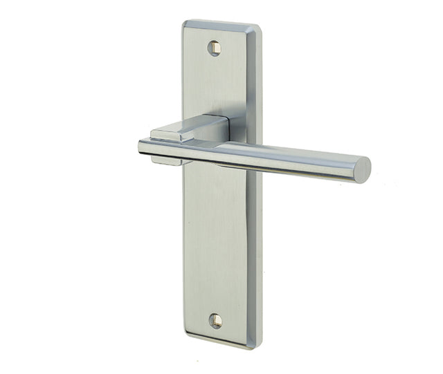 Delta Suite Door Handles on Latchplate Satin Chrome