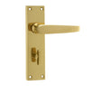 Victorian Straight Door Handle on Bathroom Plate Polished Brass