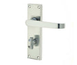 Victorian Straight Door Handle on Bathroom Plate Satin Chrome