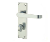 Victorian Straight Door Handle on Bathroom Plate Satin Chrome