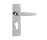 Victorian Straight Door Handles on Euro Profile Lockplate Polished Chrome