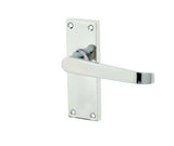 Victorian Straight Door Handle on Short Latchset Plate Polished Chrome