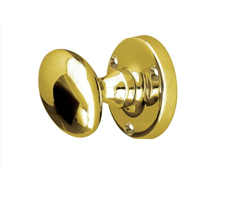 Jedo Kontrax Oval Mortice Door Knobs Polished Brass