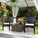 Outsunny 62 x 62cm Glass-Top Rattan Side Table - Dark Grey
