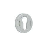 Jedo Designer Euro Profile Escutcheons on 50mm Round Rose Polished Chrome