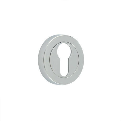 Jedo Designer Euro Profile Escutcheons on 50mm Round Rose Polished Chrome