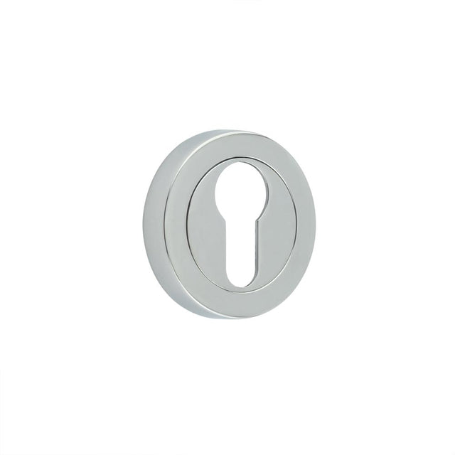 Jedo Designer Euro Profile Escutcheons on 50mm Round Rose Polished Chrome