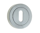 Jedo Designer Standard Keyway Escutcheons on 50mm Round Rose Satin Chrome