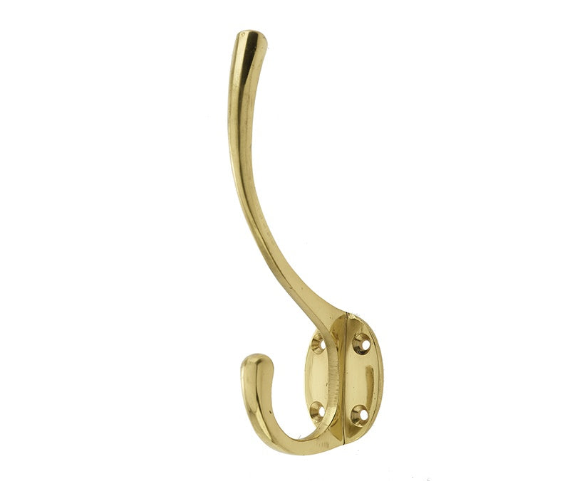 Jedo Solid Brass Hat & Coat Hook 142mm Polished Brass