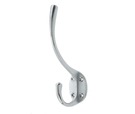 Jedo Solid Brass Hat & Coat Hook 142mm Satin Chrome